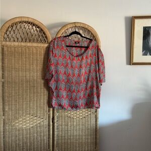 Bobeau Vibrant Red and Black Blouse